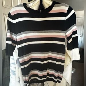 Striped Black and Pink Short Sleeve Top